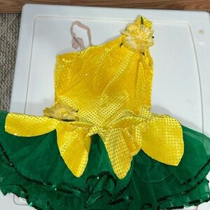Yellow and green flower dance costume